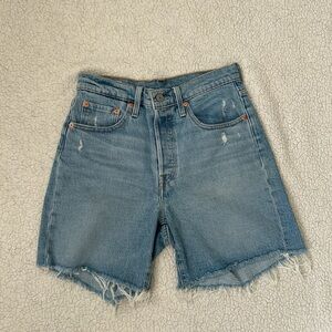 Classic High-Waist Denim Shorts - Blue